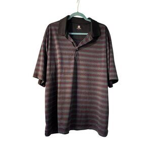 2Under Mens XL Striped Polo Shirt Dark Gray & Red Polyester Comfortable Casual W